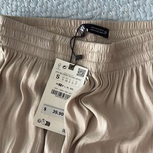 Zara satin effect elastic waist pants